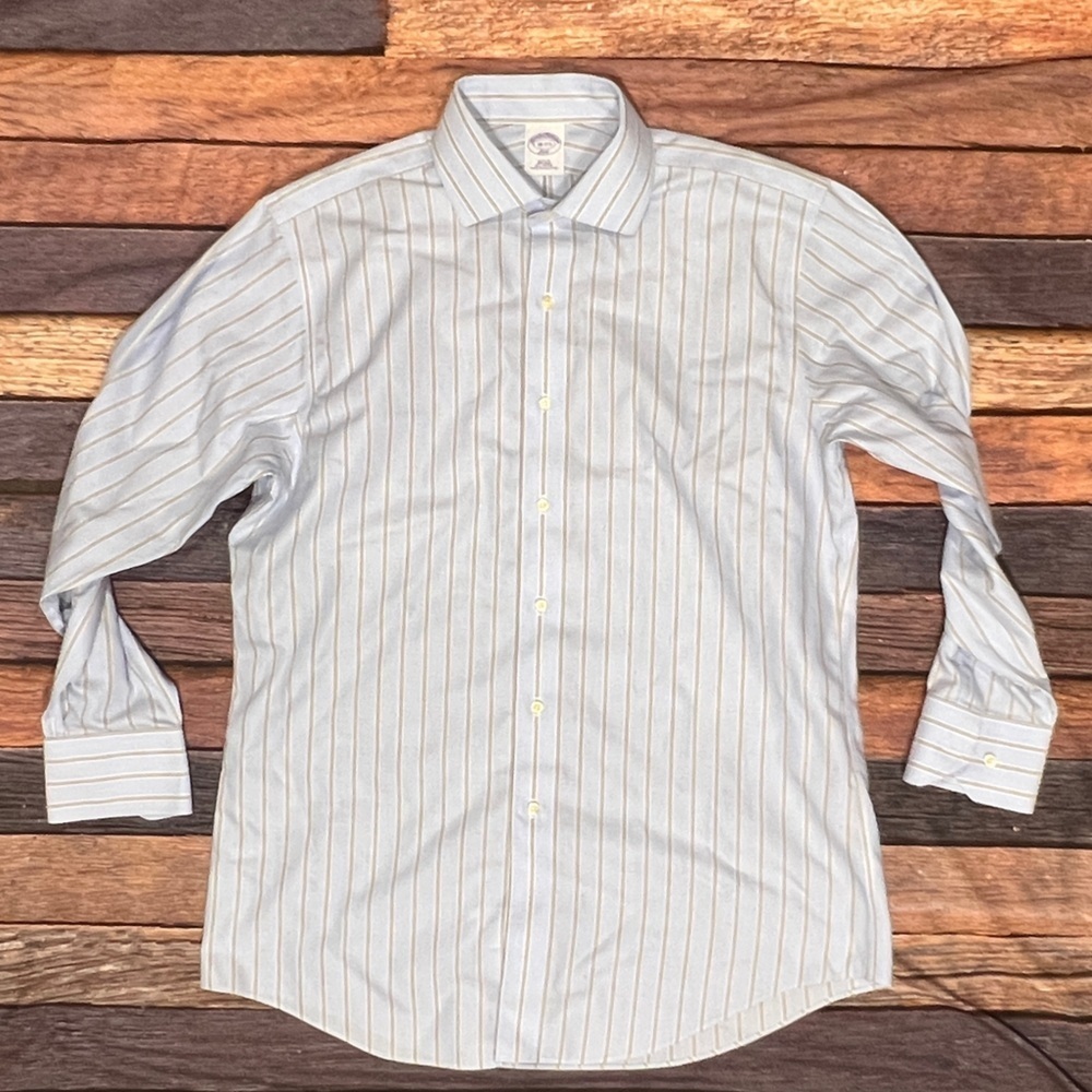 Brooks Brothers Blue Striped Preppy Suit Dress Long Sleeve Shirt